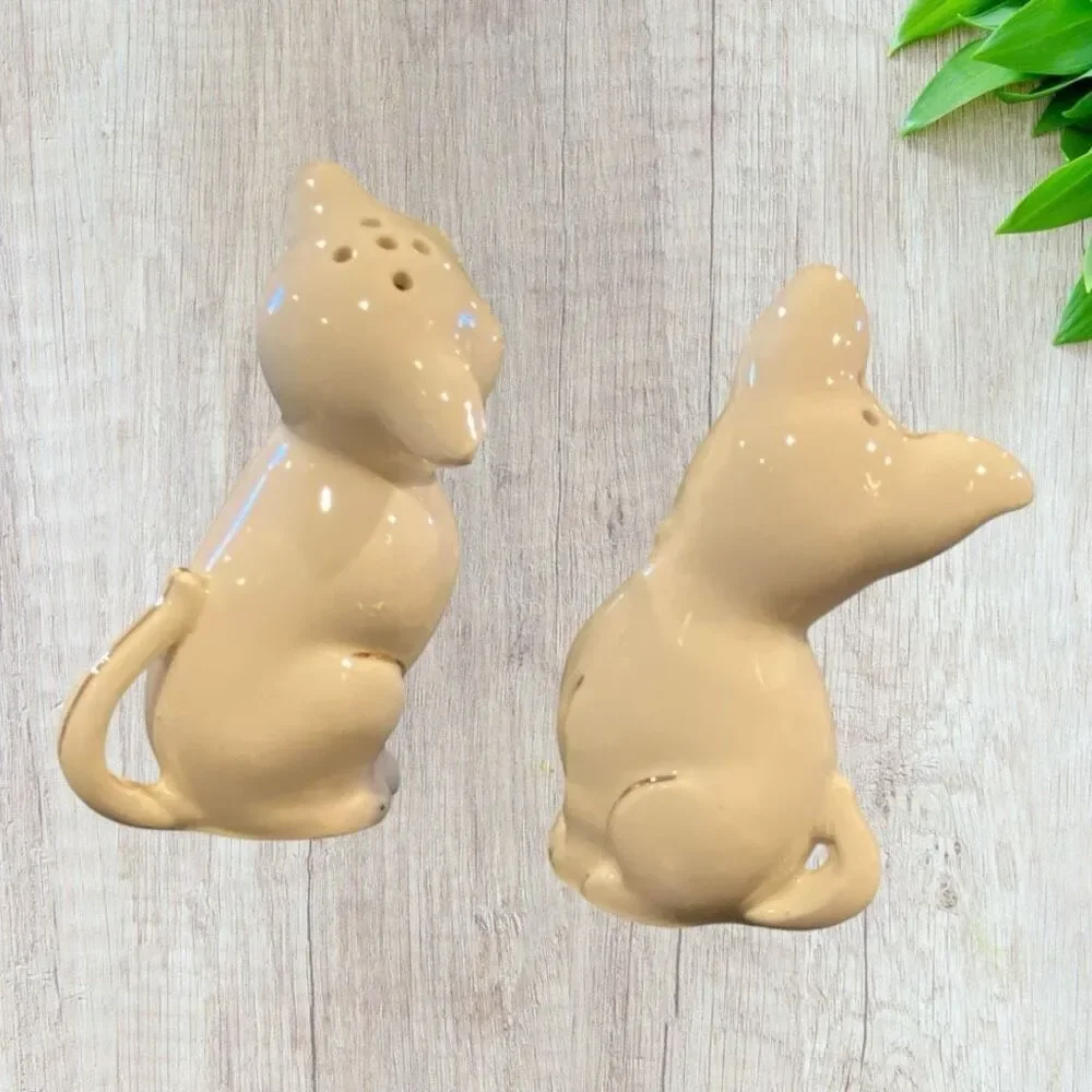Vintage Dog Cat Salt Pepper Scottie Gold Trim